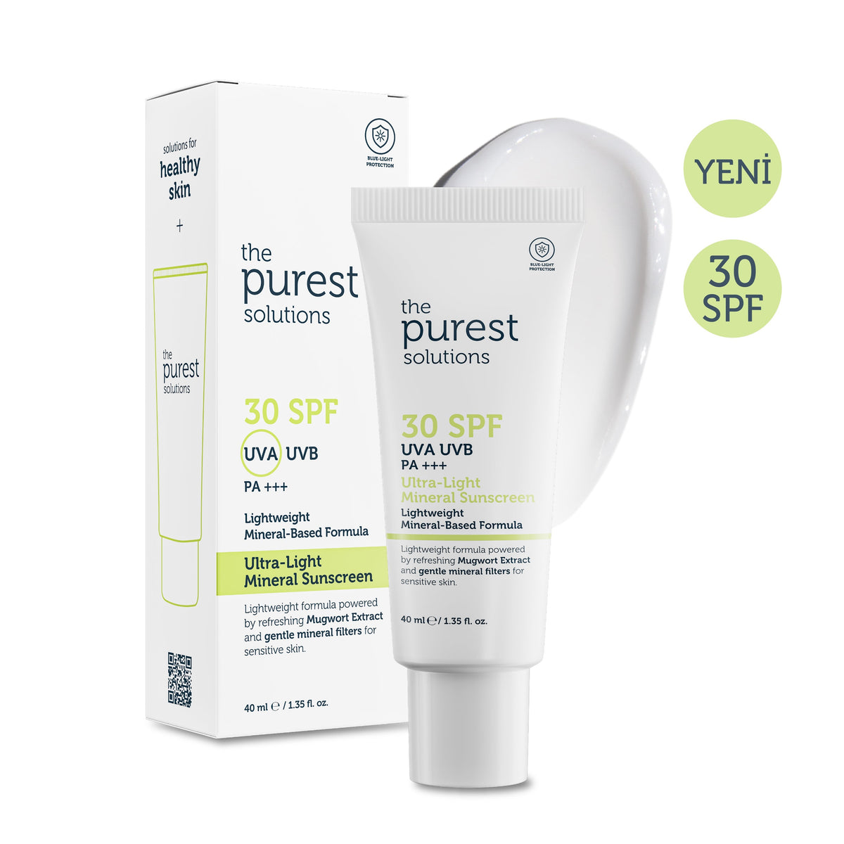 The Purest Solutions Ultra-Light Mineral Sunscreen SPF 30 – 40ml | ذا بيورست سولوشنز واقي شمس معدني خفيف للبشرة الحساسة SPF30 – 40 مل