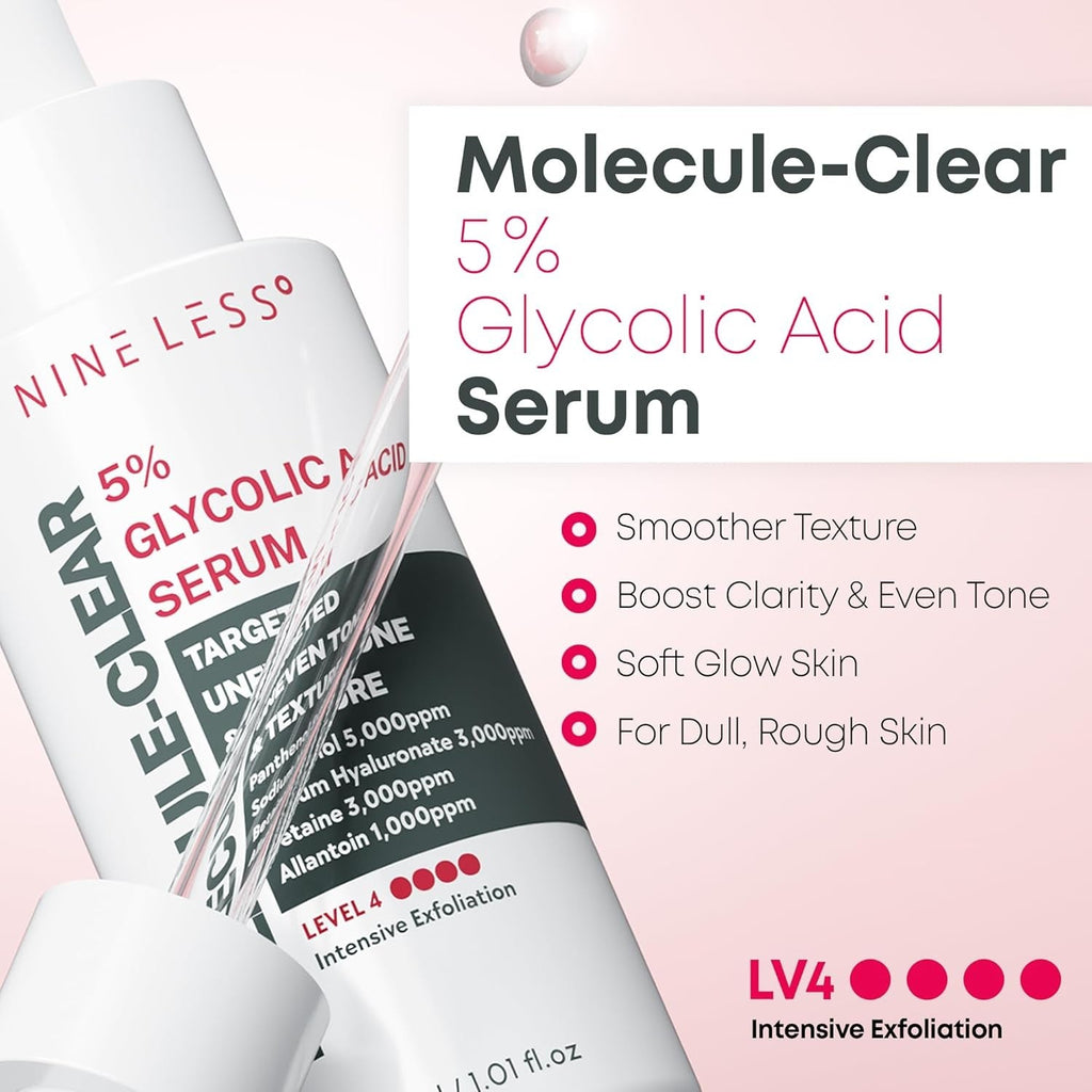سيروم 5% حمض الجليكوليك لتجديد وتنعيم البشرةNINE LESS Molecule-Clear 5% Glycolic Acid Serum 30ml