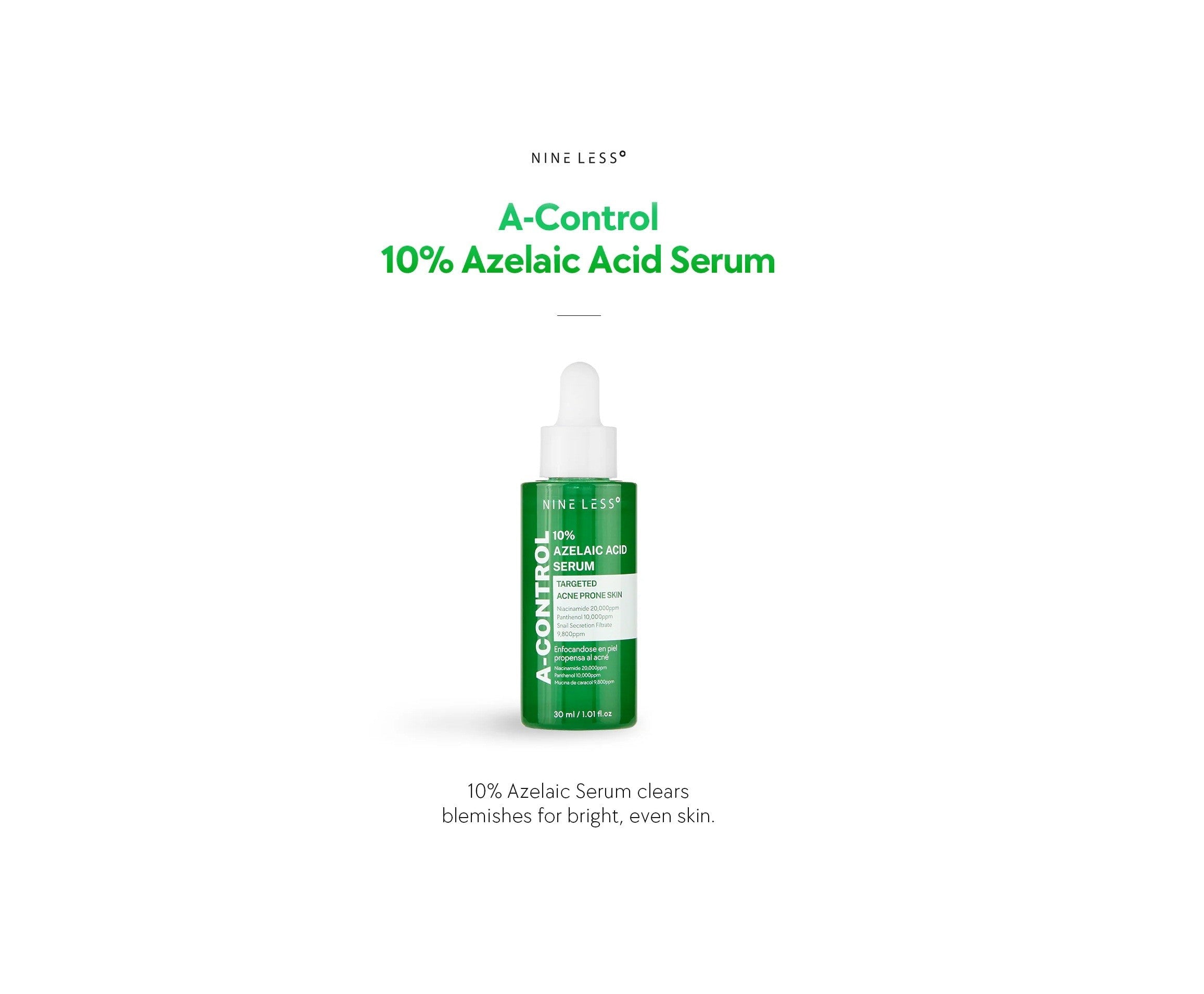 NINE LESS A-CONTROL 10% Azelaic Acid Serum 30ml سيروم للبشرة من ناين ليس