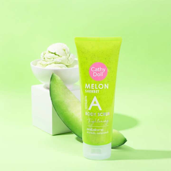 Melon Sherbet Vitamin a Body Scrub Tighteningكريم تفتيح من شركة كاث دول